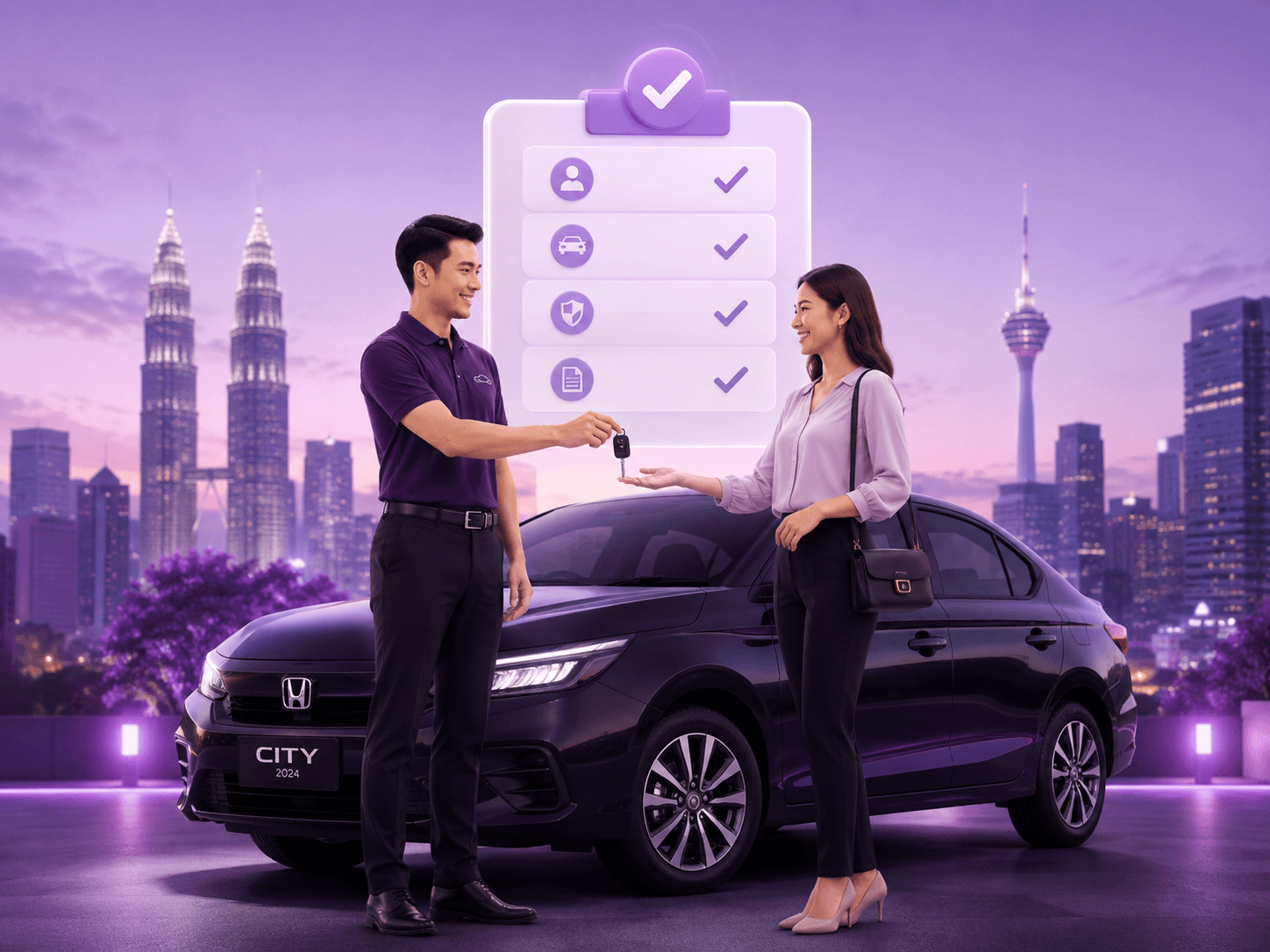 KOI staff meeting the customer and preparing the vehicle handover